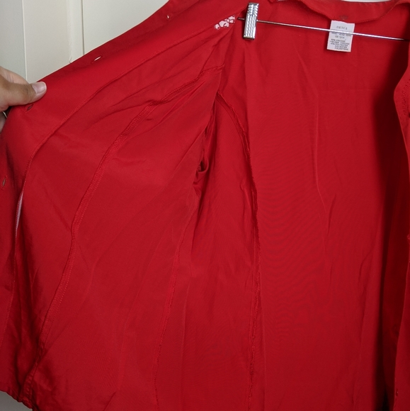 Vintage Red Embroidered Short Sleeve Button Down Blouse - Picture 16 of 16